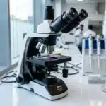Microscope Nikon binoculaire sur paillasse de laboratoire