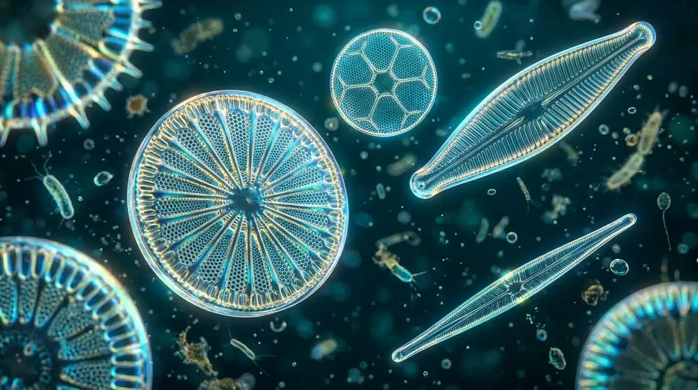 Diatomées et organismes microscopiques luminescents dans l'eau